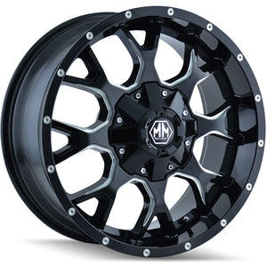 Mayhem 8015 Warrior 20x9 / 5x127 BP / 0mm Offset / 87mm Hub Black w/ Milled Spokes Wheel