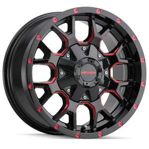 Mayhem 8015 Warrior 20x9 / 6x135 BP / 0mm Offset / 106mm Hub Black w/ Prism Red Wheel