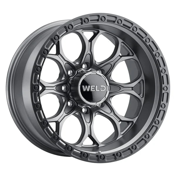 Weld Off-Road W107 20X10 Ledge 8 | 8X180 ET-18 BS 4.75 Satin Gun / Black Ring 124.3