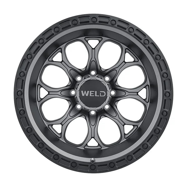 Weld Off-Road W107 20X10 Ledge 8 | 8X180 ET-18 BS 4.75 Satin Gun / Black Ring 124.3