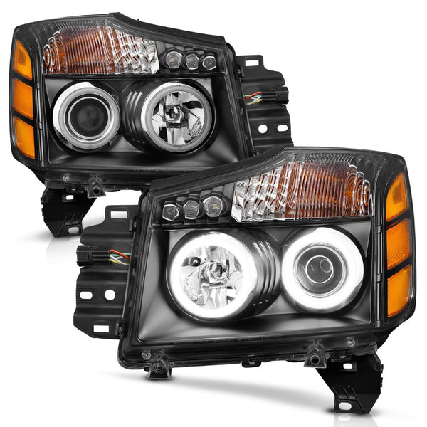 ANZO 2005 - 2007 Nissan Armada / 2004 - 2007 Titan Projector Headlights w/ Halo Black (CCFL)