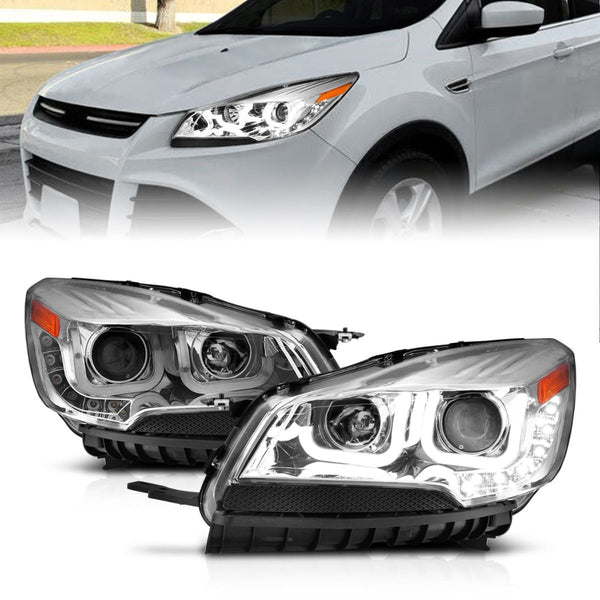 ANZO 2013 - 2015 Ford Escape Projector Headlights w/ U-Bar Chrome