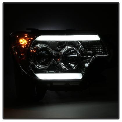 Spyder Toyota Tacoma 12-16 Projector Headlights Light Bar DRL Smoke PRO-YD-TT12-LBDRL-SM - GUMOTORSPORT