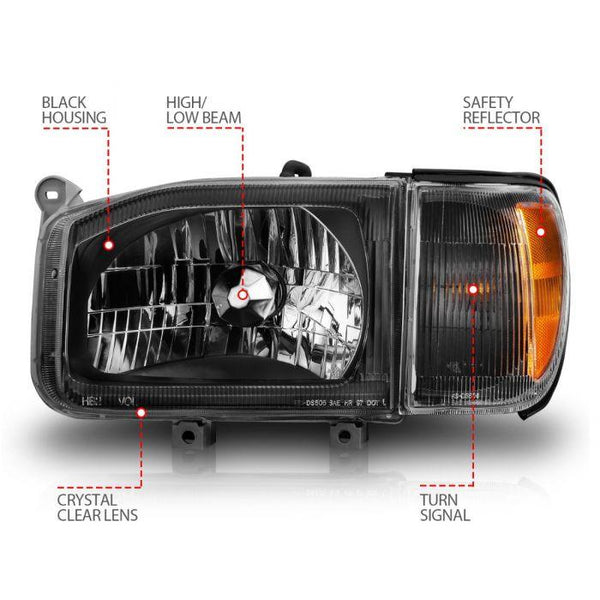 ANZO 1999 - 2004 Nissan Pathfinder Crystal Headlights Black - GUMOTORSPORT