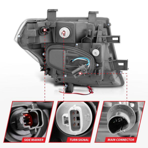 ANZO 2005-2008 Nissan Frontier  / 2005 - 2007 Pathfinder Projector Headlights w/ Halo Black - GUMOTORSPORT