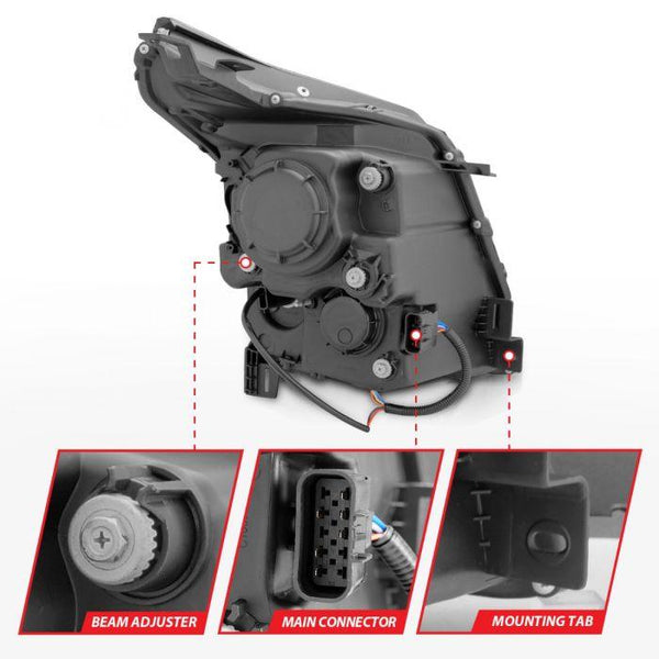 ANZO 2010-2015 Cadillac Srx Projector Headlights w/ Plank Style Design Chrome - GUMOTORSPORT