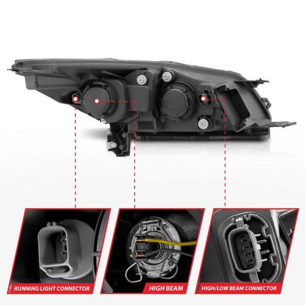 ANZO 2013 - 2015 Ford Escape Projector Headlights w/ U-Bar Chrome