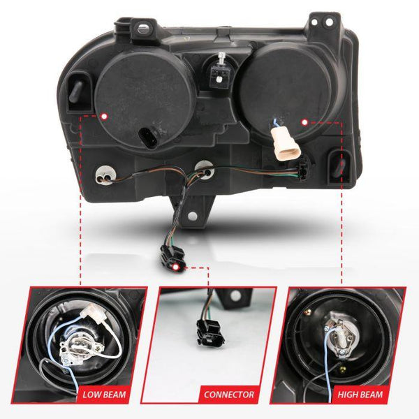 ANZO 2005-2010 Chrysler 300 Projector Headlights w/ Halo Black (Does Not Fit S Models) - GUMOTORSPORT
