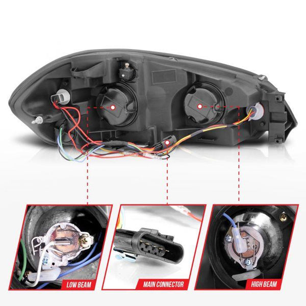 ANZO 2006 - 2013 Chevrolet Impala / 2006 - 2007 Chevrolet Monte Carlo Projector Headlights w/ Halo Black - GUMOTORSPORT
