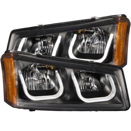 ANZO 2003-2006 Chevrolet Silverado / Avalanche 1500 Projector Headlights w/ U-Bar Black - GUMOTORSPORT