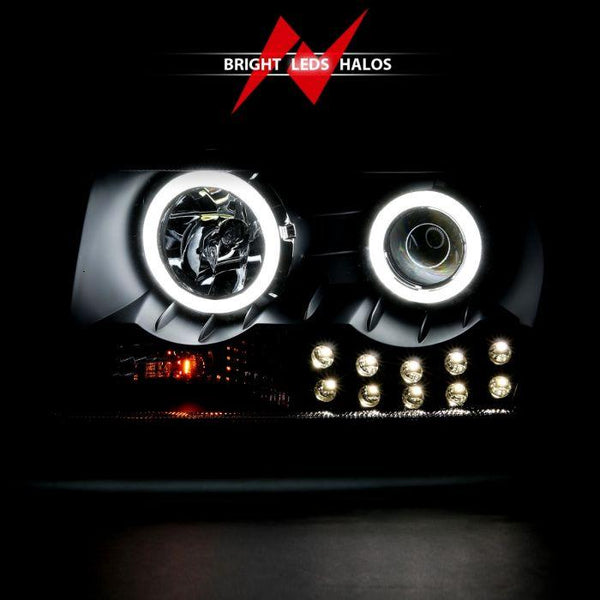 ANZO 2005-2010 Chrysler 300 Projector Headlights w/ Halo Black (Does Not Fit S Models) - GUMOTORSPORT