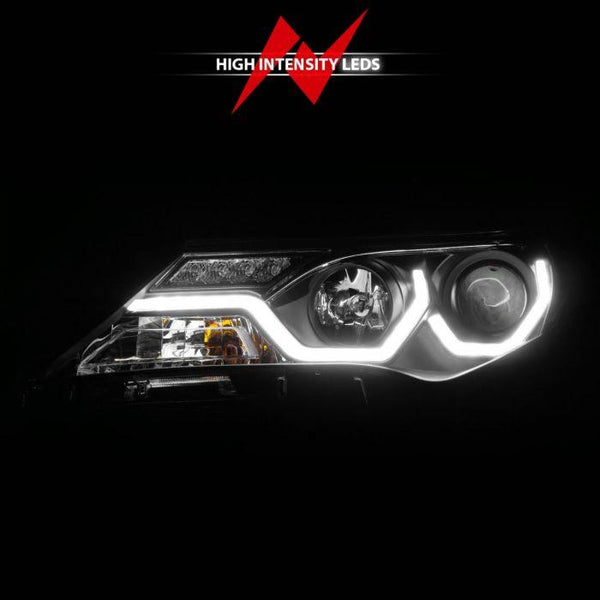 ANZO 2013-2015 Toyota Rav4 Projector Headlights w/ Plank Style Design Black ( Halogen only ) - GUMOTORSPORT