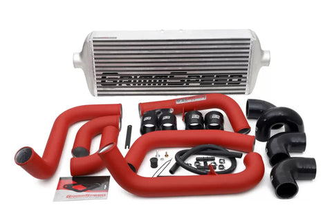 GrimmSpeed 2008-2014 Subaru STI Front Mount Intercooler Kit Raw Core / Red Pipe - GUMOTORSPORT