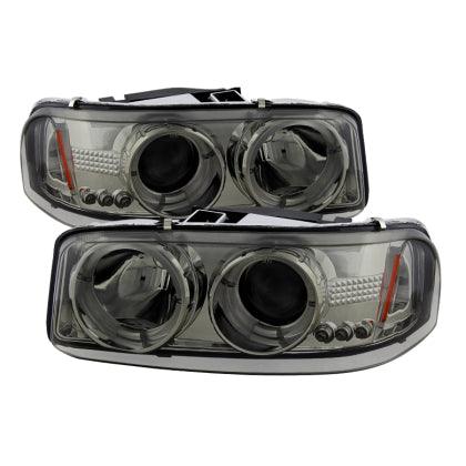 Spyder GMC Sierra 1500/2500/3500 99-06 Projector Headlights LED Halo LED Smoke PRO-YD-CDE00-HL-SMC - GUMOTORSPORT