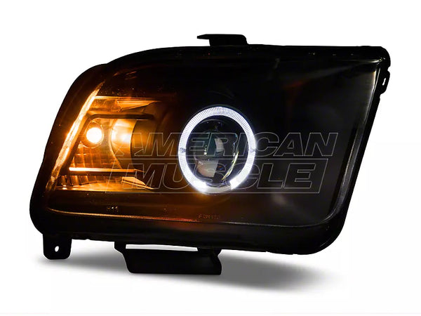 Raxiom 2005 - 2009 Ford Mustang Halogen 2010 Style LED Halo Headlights-Blk Hsng(Clear Lens/Excludes GT500)