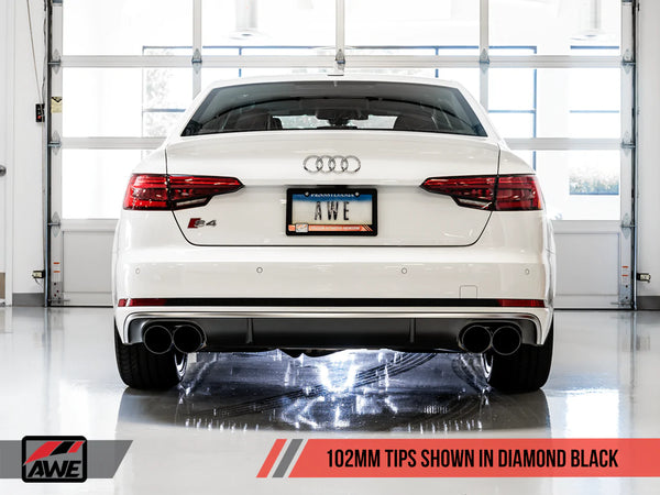 AWE Tuning Audi B9 S4 Track Edition Exhaust - Non-Resonated (Black 102mm Tips)