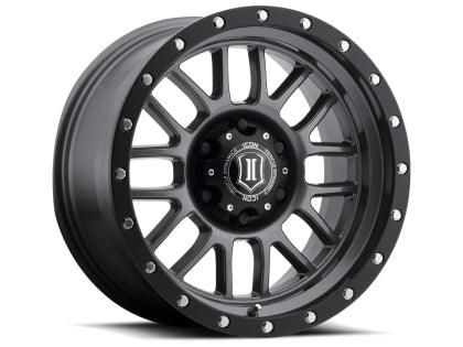 ICON Alpha 17x8.5 6x5.5 0mm Offset 4.75in BS 106.1mm Bore Gun Metal Wheel - GUMOTORSPORT