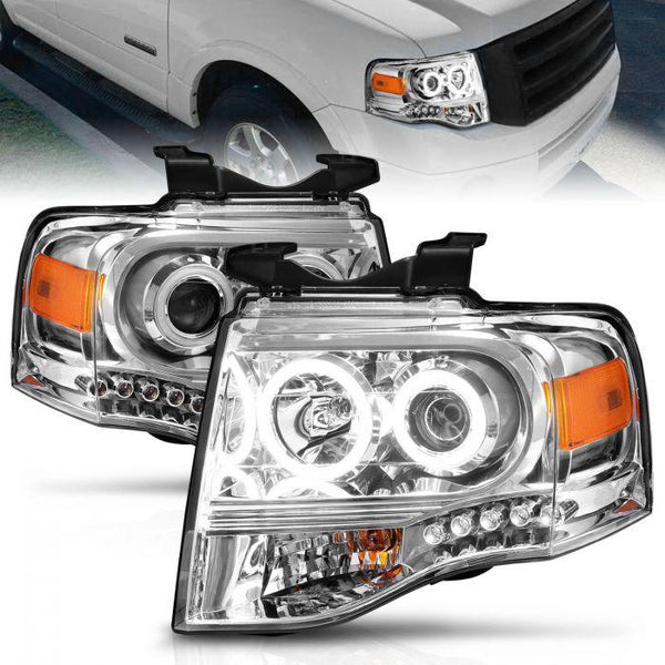 ANZO 2007-2014 Ford Expedition Projector Headlights Chrome - GUMOTORSPORT