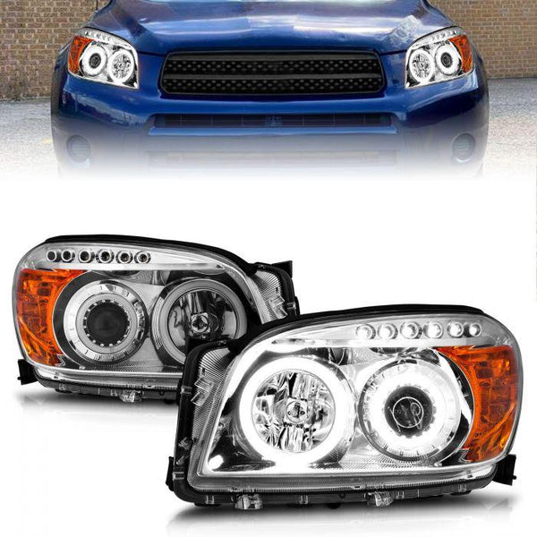 ANZO 2006-2008 Toyota Rav4 Projector Headlights w/ Halo Chrome (CCFL) - GUMOTORSPORT