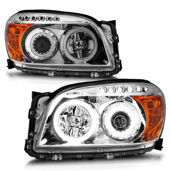ANZO 2006-2008 Toyota Rav4 Projector Headlights w/ Halo Chrome (CCFL) - GUMOTORSPORT