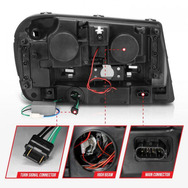 ANZO 2002 - 2009 Chevrolet Trailblazer Projector Headlights w/ Halo Black - GUMOTORSPORT