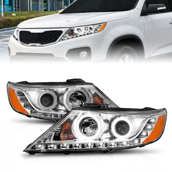 ANZO 2011 - 2013 Kia Sorento Projector Headlights w/ Halo Chrome (CCFL) - GUMOTORSPORT