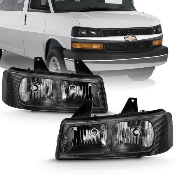 ANZO 2003-2017 Chevy Express Crystal Headlight Black - GUMOTORSPORT