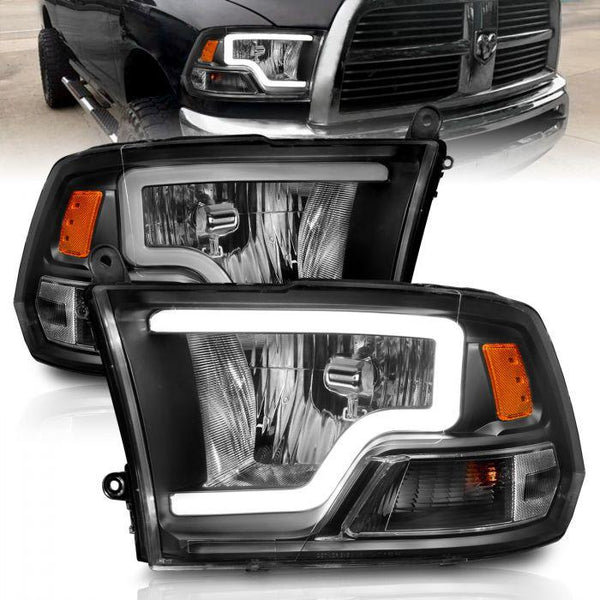 ANZO 2009-2018  Dodge Ram 1500  / 2010 - 2018 RAM 2500/3500   Crystal Headlights w/ Light Bar Black Housing - GUMOTORSPORT