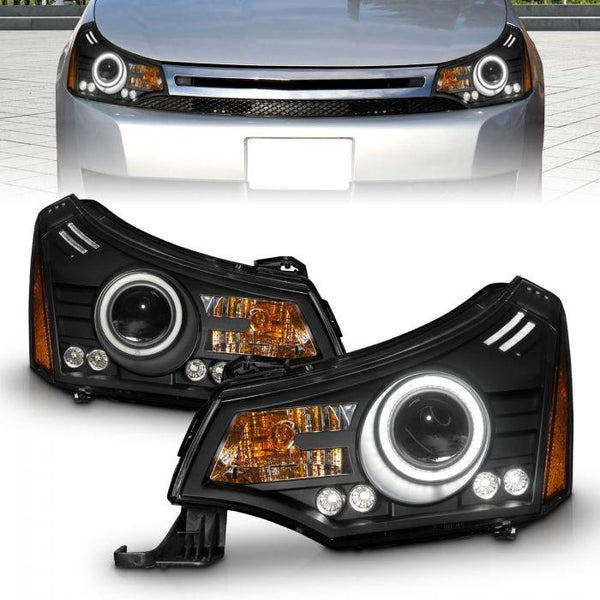 ANZO 2008-2011 Ford Focus Projector Headlights Black - GUMOTORSPORT