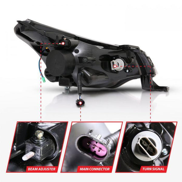 ANZO 2008-2011 Ford Focus Projector Headlights Black - GUMOTORSPORT