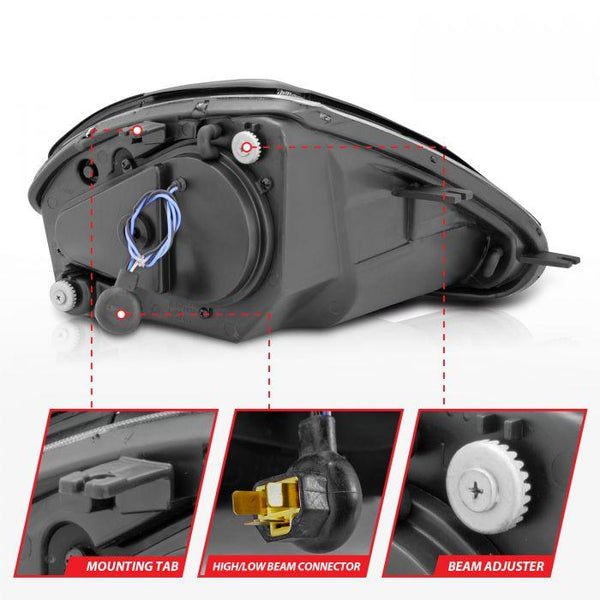 ANZO 2000-2005 Mitsubishi Eclipse Projector Headlights w/ Halo Black - GUMOTORSPORT