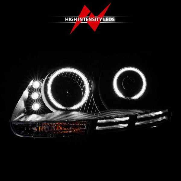 ANZO 2006-2009 Volkswagen Rabbit Projector Headlights w/ Halo Black (CCFL) - GUMOTORSPORT