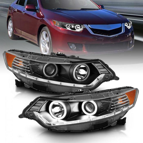 ANZO 2009-2012 Acura Tsx Projector Headlights w/ Halo Black (CCFL) (HID Compatible) - GUMOTORSPORT