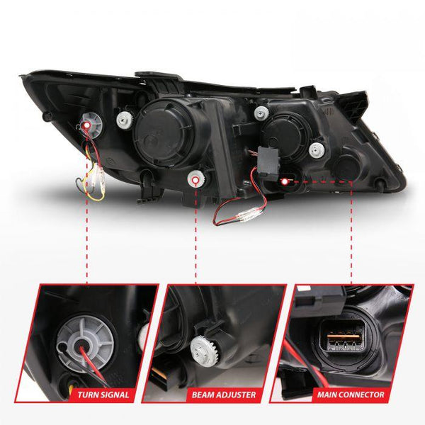 ANZO 2011 - 2013 Kia Optima Projector Headlights w/ Halo Black (CCFL) - GUMOTORSPORT