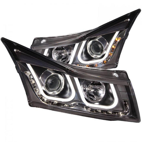 ANZO 2011-2015 Chevrolet Cruze Projector Headlights w/ U-Bar Black - GUMOTORSPORT