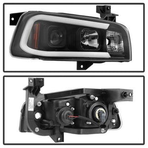 Spyder Dodge Charger 06-10 Projector Headlights - LED Light Bar - Black PRO-YD-DCH05V2-LB-BK - GUMOTORSPORT