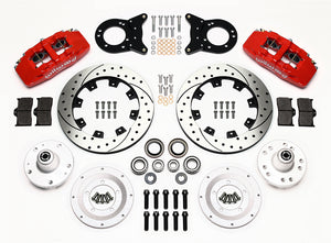 Wilwood Dynapro 6 Front Hub Kit 12.19in Drill Red 1965 - 1969 Mustang Disc & Drum Spindle