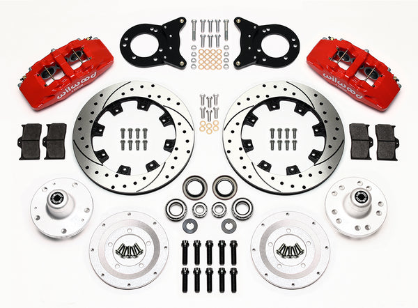 Wilwood Dynapro 6 Front Hub Kit 12.19in Drill Red 1965 - 1969 Mustang Disc & Drum Spindle