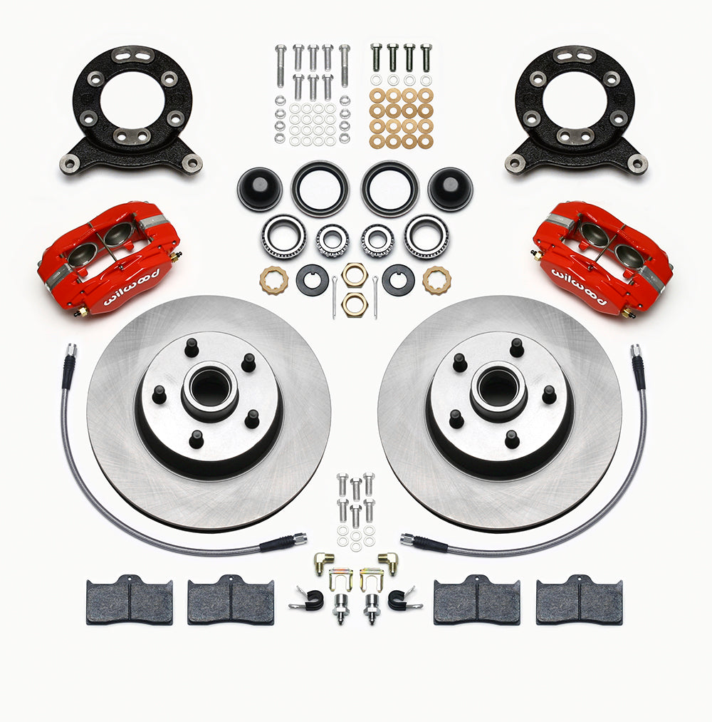 Wilwood Forged Dynalite-M Front Kit 11.30in 1 PC Rotor&Hub Red 1965-1969 Mustang Disc & Drum Spindle