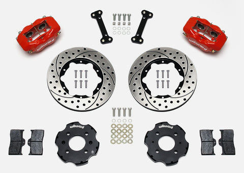 Wilwood Forged Dynalite Front Big Brake Hat Kit 11.00in Drilled Red  1989 - 2000 Civic / 1988 - 1991 CRX w/Fac.240mm Rtr ( 140-8695-DR )