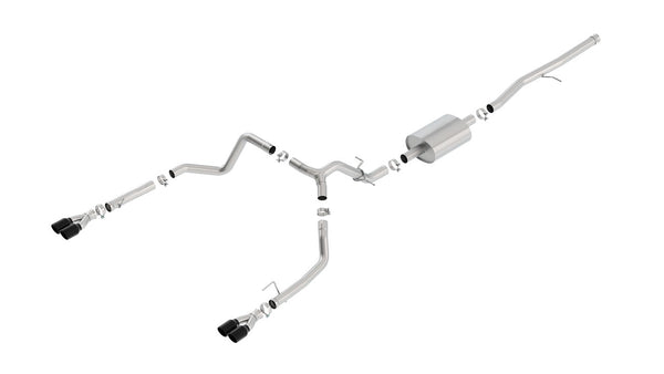 Borla 2019-2025 Chevrolet Silverado 1500/ 2019-2025 GMC Sierra 1500 Black Tips Cat-Back Exhaust System S-Type Part # 140770BC