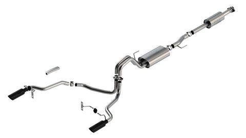 Borla 2021 + Ford F-150 Cat-Back Exhaust System ATAK with Black Tips Part # 140879BC - GUMOTORSPORT