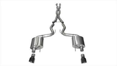 Corsa 2015 - 2017  Ford Mustang GT Fastback 5.0 3in Xtreme Cat Back Exhaust w/ Dual Black 4.5in Tips