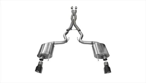 Corsa 2015 - 2017 Ford Mustang GT 5.0 3in Cat Back Exhaust Black Dual Tips (Sport)