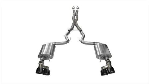 Corsa 2015 - 2017 Ford Mustang GT 5.0 3in Cat Back Exhaust Black Quad Tips (Sport)