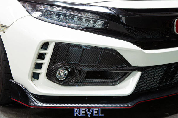Revel GT Dry Carbon Front Fog Light Covers (Left & Right) 2016 - 2018 Honda Civic Type-R - 2 Pieces