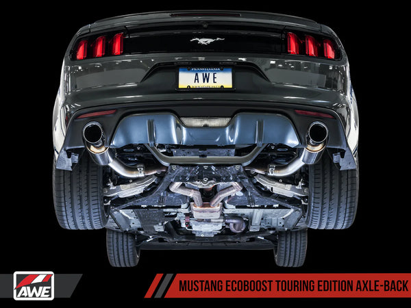 AWE Tuning S550 2015 - 2023 Mustang EcoBoost Axle-back Exhaust - Touring Edition (Diamond Black Tips)
