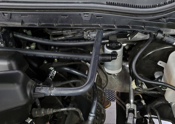 J&L 2017 - 2020 Ford F-250 6.2L/7.3L Passenger Side Oil Separator 3.0 ( Black / Clear )