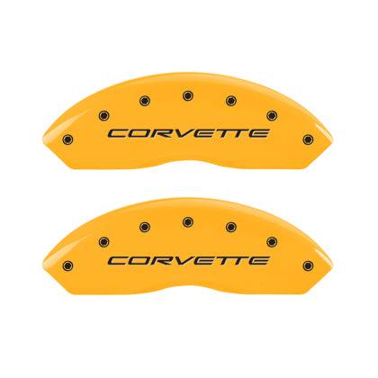 MGP 4 Caliper Covers Engraved Front & Rear C5/Corvette Yellow finish black ch - GUMOTORSPORT