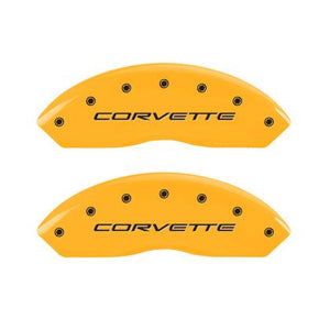 MGP 4 Caliper Covers Engraved Front & Rear C5/Corvette Yellow finish black ch - GUMOTORSPORT